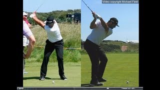 Jon Rahm golf swing  Long Iron faceon amp downtheline July 2017 [upl. by Eerahs274]