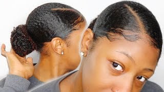 NO GEL😳😱 Sleek Low Bun Tutorial on TYPE 4 NATURAL HAIR [upl. by Dyana]