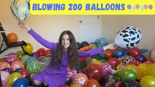 BLOWING UP 200 different themed balloons [upl. by Artenra604]