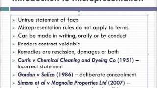 Misrepresentation Lecture 1 of 4 [upl. by Assiral]