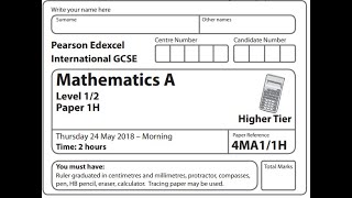 IGCSE Mathematics June 2018  4MA11H [upl. by Haya]