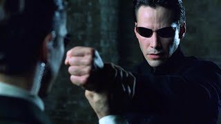 Neo vs Agents  The Matrix Reloaded Open Matte [upl. by Darian]